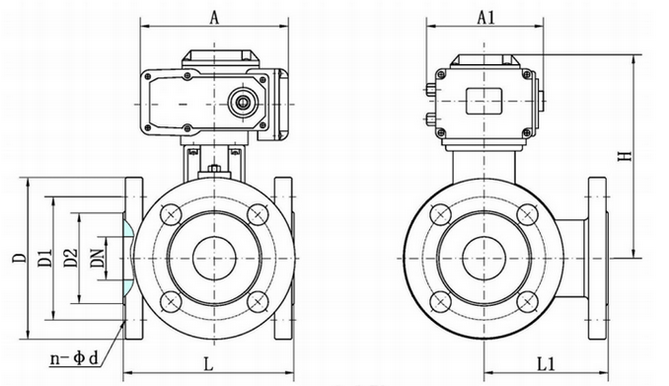 电动法兰蝶阀结构图